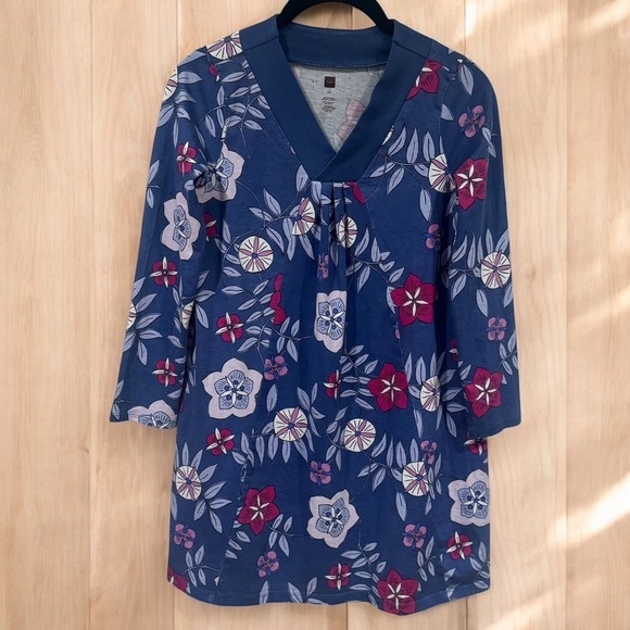 Tea Collection Purple and Pink Floral V-Neck Kimono Dress Girl's Size 12‎ - Picture 1 of 10